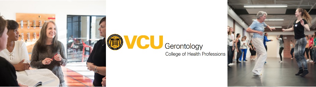 VCU Gerontology logo with pictures of faculty and students